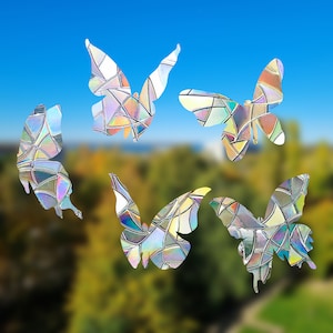 Set of 5 Rainbow Suncatcher Window Stickers | Sticker butterflies | Rainbow Maker insects in the sky