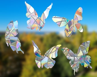 Set of 5 Rainbow Suncatcher Window Stickers | Sticker butterflies | Rainbow Maker insects in the sky