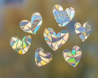 Set of 7 rainbow suncatcher window stickers 4-5 cm | Heart stickers | Rainbow Maker
