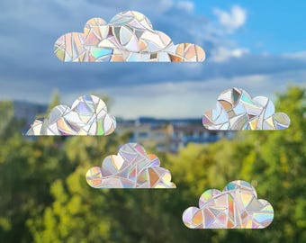 5er Set Regenbogen Sonnenfänger Fenster Sticker Wolken | Aufkleber Lichtfänger Himmel | süße Rainbow Maker