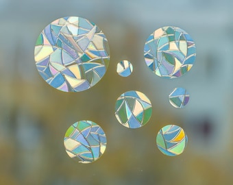 Set of 7 Rainbow Suncatcher Window Stickers 2-8 cm | Stickers Circles Spheres | Rainbow Maker Geometry