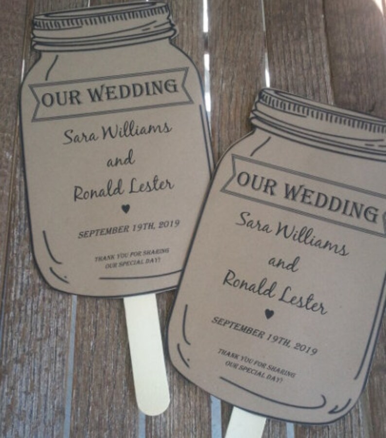 Kraft Mason Jar Paddle Fan Wedding Programs Wedding Programs Etsy