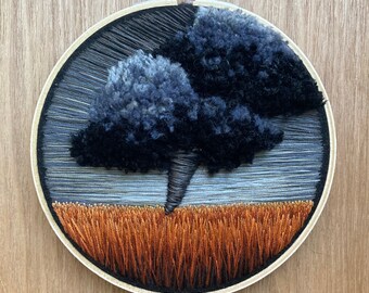 CUSTOM Hand-Embroidered Stormy Tornado Countryside Landscape Hoop