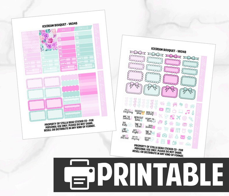 Printable Weekly View Sticker Kit -Weekly View Kit Sticker Kit print at home stickers Planner Kit
