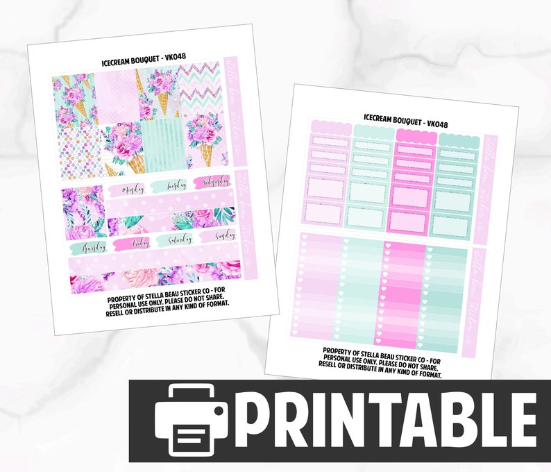Printable Weekly View Sticker Kit -Weekly View Kit Sticker Kit print at home stickers Planner Kit