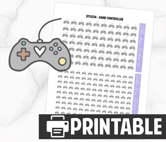 Printable Game Controller Doodle Icon Stickers Print at Home | Etsy