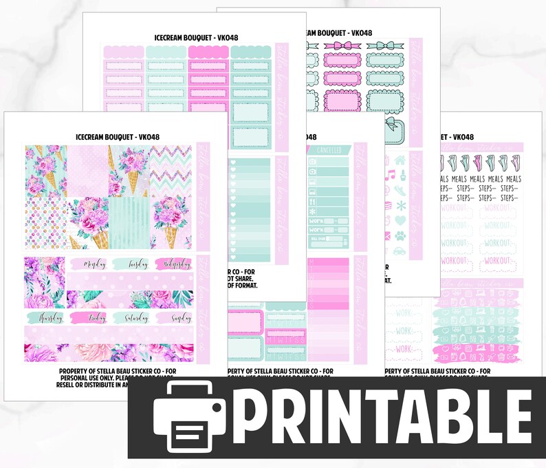 Printable Weekly View Sticker Kit -Weekly View Kit Sticker Kit print at home stickers Planner Kit