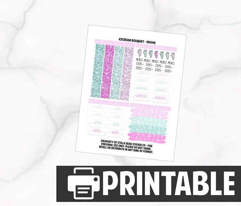 Printable Weekly View Sticker Kit -Weekly View Kit Sticker Kit print at home stickers Planner Kit