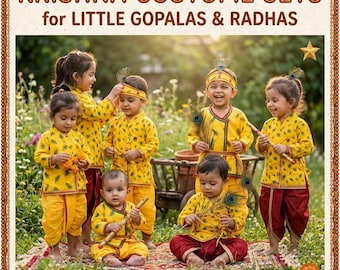 Kids children kanha KRISHNA fancy dress up COSTUME bal Gopal Kurta Dhoti Mukut bansuri complete set-UK Seller