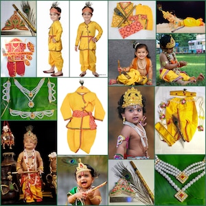Kids children kanha KRISHNA fancy dress up COSTUME bal Gopal Kurta Dhoti Mukut bansuri complete set-UK Seller