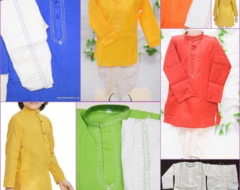 COTTON KURTA DHOTI  set for Boys age 1 to 10yrs soft fabric embroidery Kids wear Indian Ethnic traditional Bollywood party Dress Uk seller