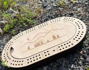 Portable Cribbage Board with Hidden Peg Storage: Rustic Cabin Game (Digital File)