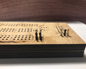 Laser Cut Cribbage Board SVG File: 3-Track Design (Digital Download)