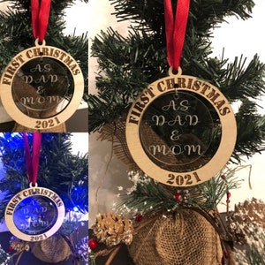 First Christmas as Dad & Mam Ornament , Laser file , Glowforge , SVG File