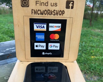 Dock czytnika Shopify - znak płatności Shopify - plik cięty laserowo - stojak na media społecznościowe - Glowforge SVG
