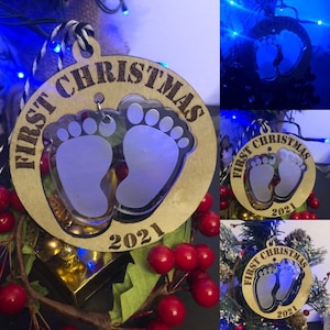 Baby First Christmas Ornament Digital file , Glowforge file , laser file , SVG File