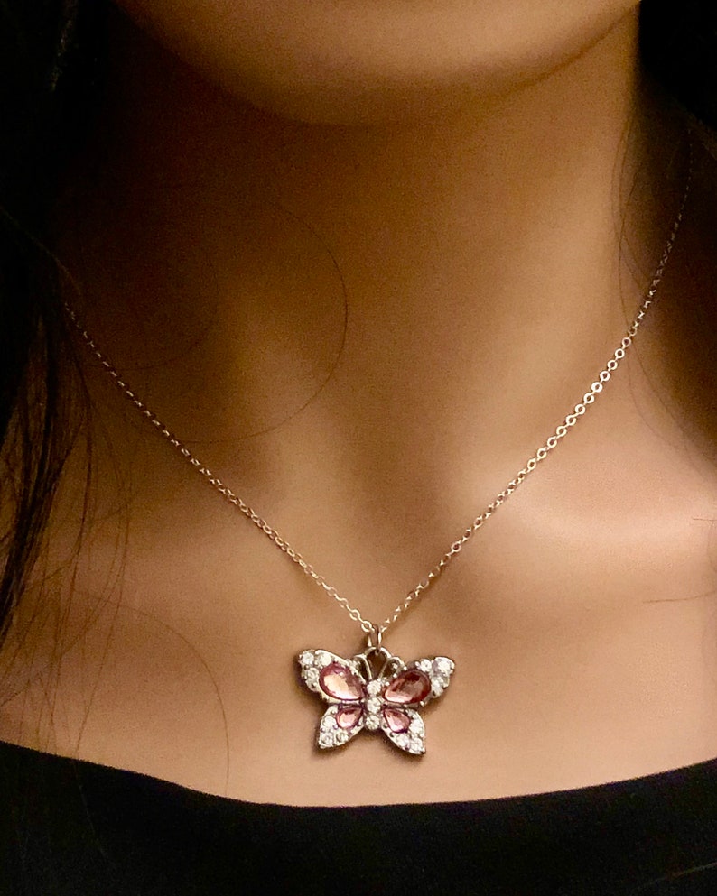 Sterling Silver Chain Gift Under 40 Dainty Choker Modern Gift For Her Butterfly Pendant Necklace Minimalist Jewelry