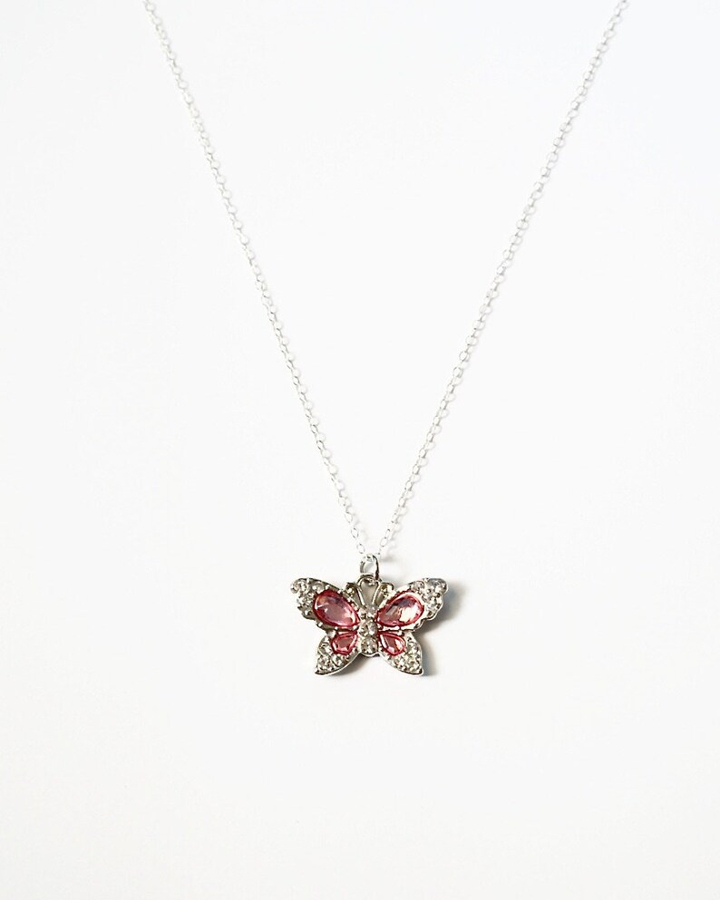 Sterling Silver Chain Gift Under 40 Dainty Choker Modern Gift For Her Butterfly Pendant Necklace Minimalist Jewelry