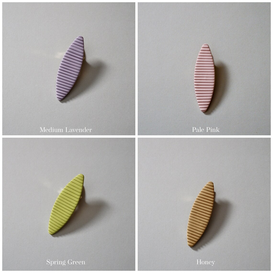 Ribbed Polymer Clay Hair Clips Handmade Oval Clay Hair Etsy