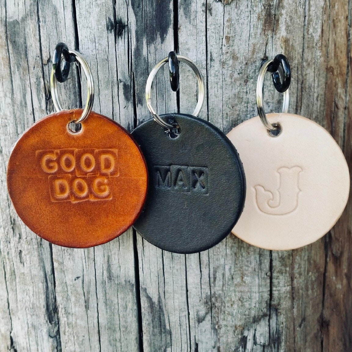 Pet ID Tag | Dog Tag | Genuine Leather Dog Tag | Dog Name Tag | Accessories | Good Dog | Furry Friends | ID Tag Keychain