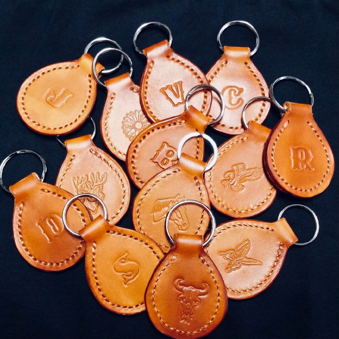 leather-key-chain-stamped-keychain-minimalist-keychain-leather-key