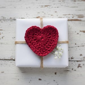 Valentines Day Heart Crochet Coaster Pattern PDF, 3 Sizes Applique & Mug Rug, Quick And Easy Beginner Friendly, Valentine Gift Decor, image 11
