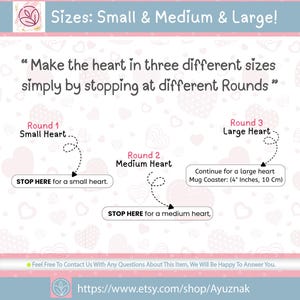 Valentines Day Heart Crochet Coaster Pattern PDF | 3 Sizes Applique & Mug Rug | Quick And Easy Beginner Friendly | Digital Download