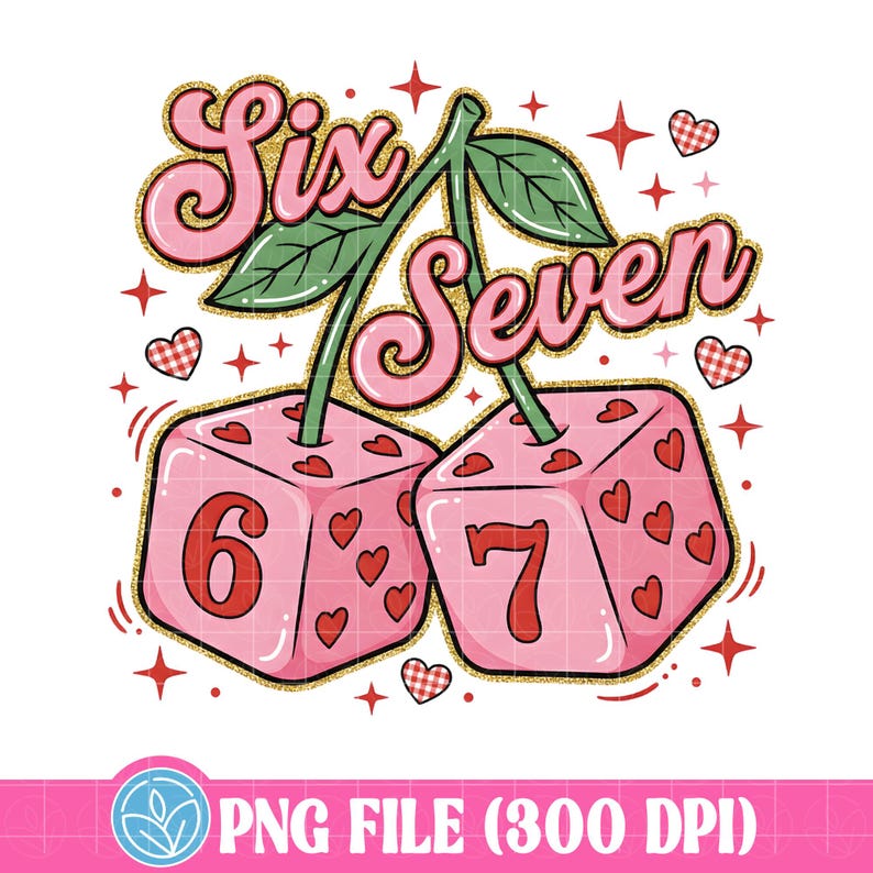 Preppy Valentine's Day 6 7 PNG, 67 Six Seven Valentine Shirt Design, Playing Dice Valentine PNG Download