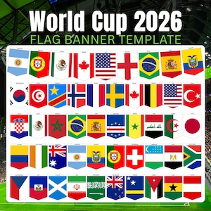 World Cup 2026 Bunting Flags | Printable Football Party Decoration | England Flag and 48 Qualified Countries | PDF Instant Download