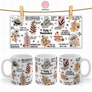 Daily Reminders PNG For Libbey Glass 16oz, Positive Quotes Boho Daily Affirmations Motivation Inspirational Positive Quotes, Self Love, Gift Mom,