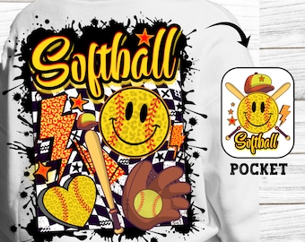 Retro Softball Mom PNG: Checkered Leopard Print Design (Digital Download)