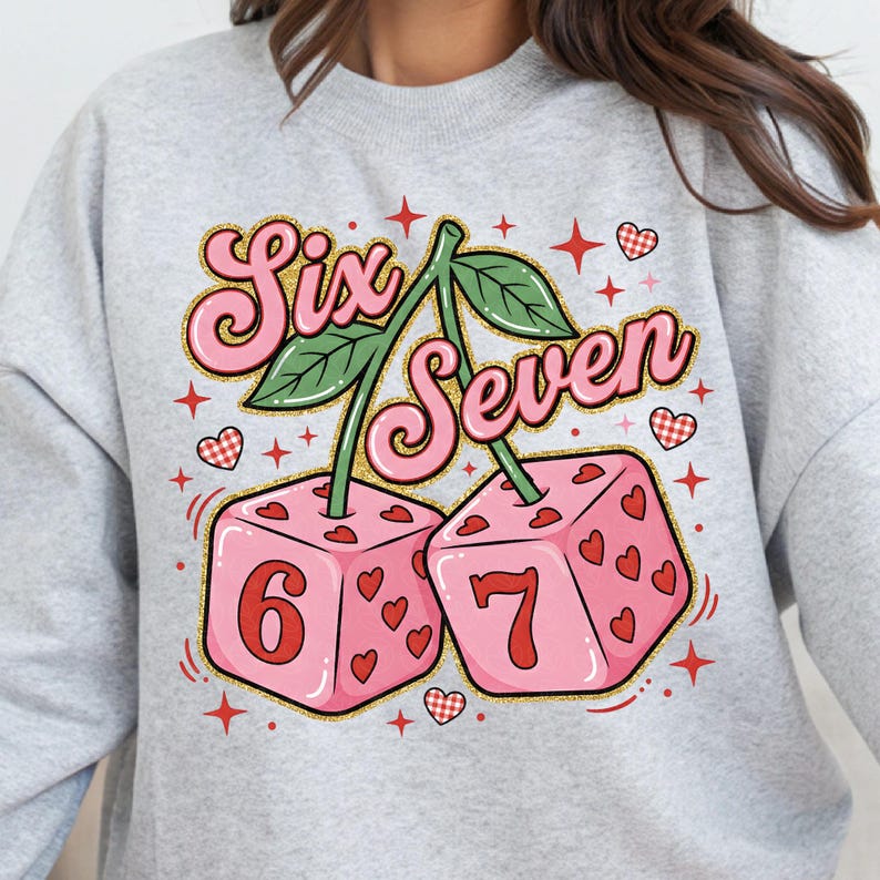 Preppy Valentine's Day 6 7 PNG, 67 Six Seven Valentine Shirt Design, Playing Dice Valentine PNG Download