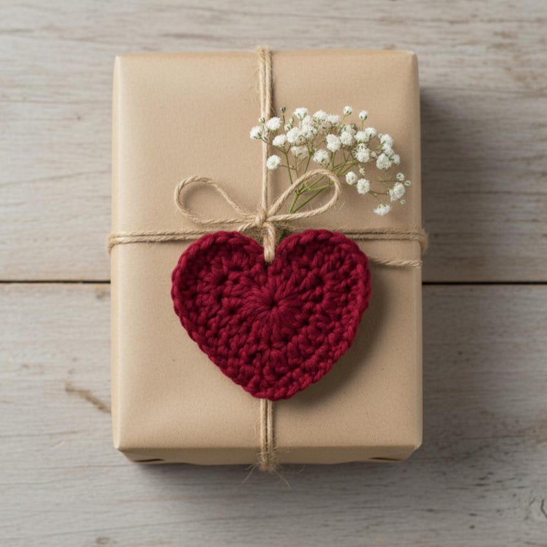 Valentines Day Heart Crochet Coaster Pattern PDF | 3 Sizes Applique & Mug Rug | Quick And Easy Beginner Friendly | Digital Download
