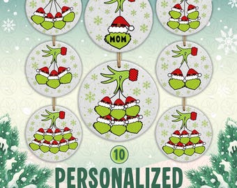 Personalized Ornament Family Bundle PNG, Christmas Ornament PNG, Sublimation Design, Custom Family Names (Digital Download)