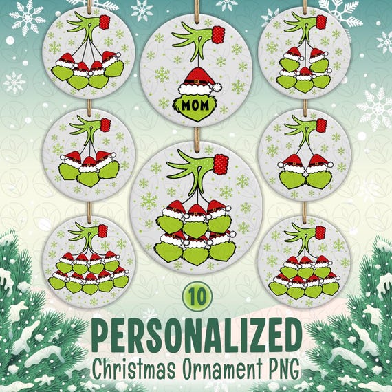 Personalized Ornament Family Bundle PNG, Christmas Ornament PNG, Sublimation Design, Custom Family Names (Digital Download)