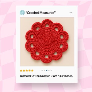 Valentines Day Crochet Coaster Pattern Flower PDF, Romantic Mug Rug, Quick And Easy Beginner Friendly, Valentine Gift Decor,
