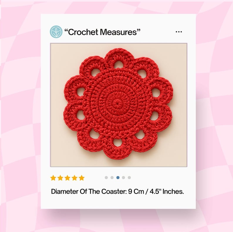Valentines Day Crochet Coaster Pattern Flower PDF, Romantic Mug Rug, Quick And Easy Beginner Friendly, Valentine Gift Decor,