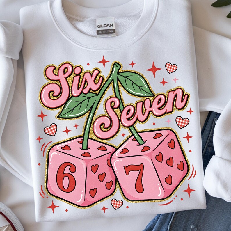 Preppy Valentine's Day 6 7 PNG, 67 Six Seven Valentine Shirt Design, Playing Dice Valentine PNG Download