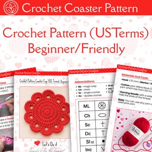 Valentines Day Crochet Coaster Pattern Flower PDF, Romantic Mug Rug, Quick And Easy Beginner Friendly, Valentine Gift Decor,