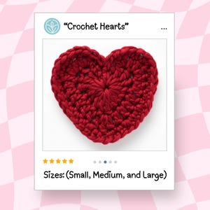 Valentines Day Heart Crochet Coaster Pattern PDF | 3 Sizes Applique & Mug Rug | Quick And Easy Beginner Friendly | Digital Download
