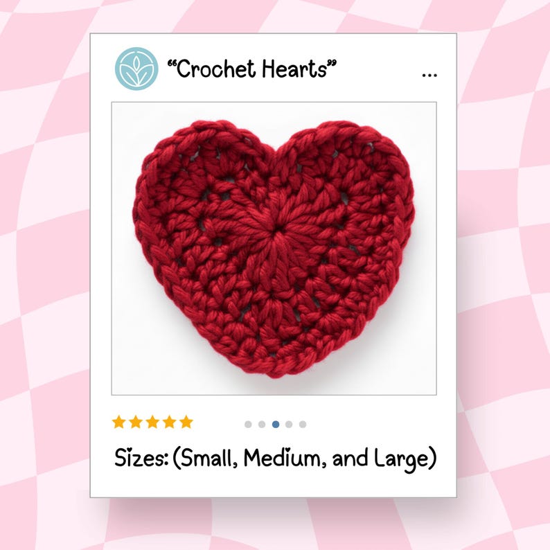 Valentines Day Heart Crochet Coaster Pattern PDF | 3 Sizes Applique & Mug Rug | Quick And Easy Beginner Friendly | Digital Download