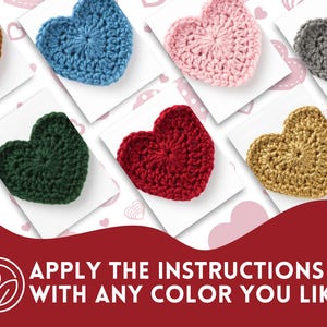 Valentines Day Heart Crochet Coaster Pattern PDF | 3 Sizes Applique & Mug Rug | Quick And Easy Beginner Friendly | Digital Download