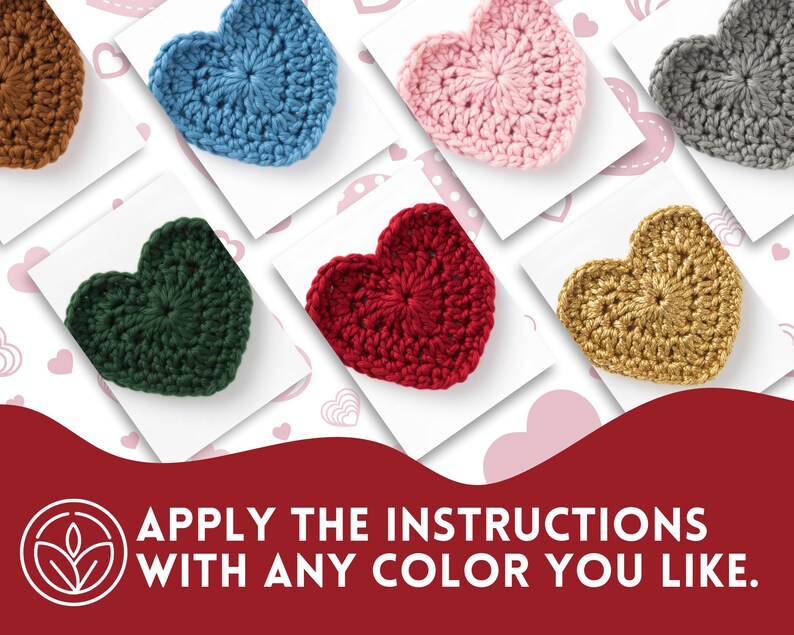 Valentines Day Heart Crochet Coaster Pattern PDF | 3 Sizes Applique & Mug Rug | Quick And Easy Beginner Friendly | Digital Download