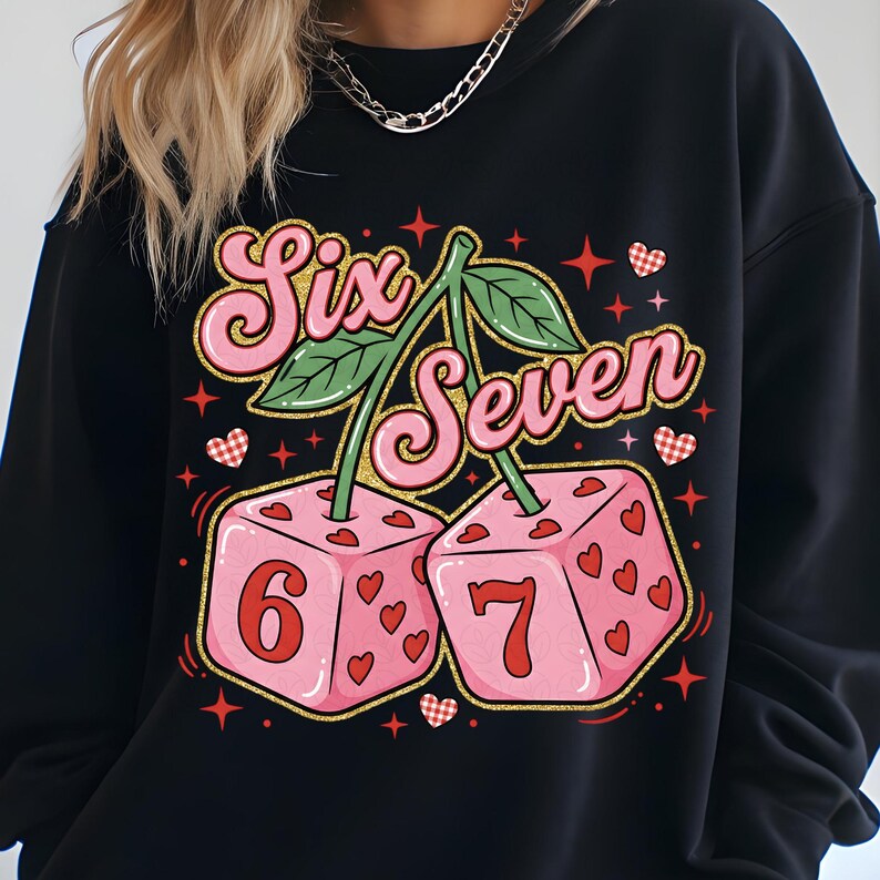 Preppy Valentine's Day 6 7 PNG, 67 Six Seven Valentine Shirt Design, Playing Dice Valentine PNG Download