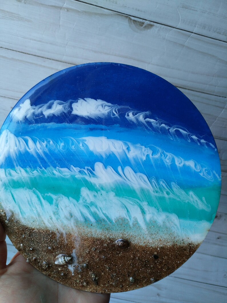 Resin beach art ocean resin art wall resin painting Etsy