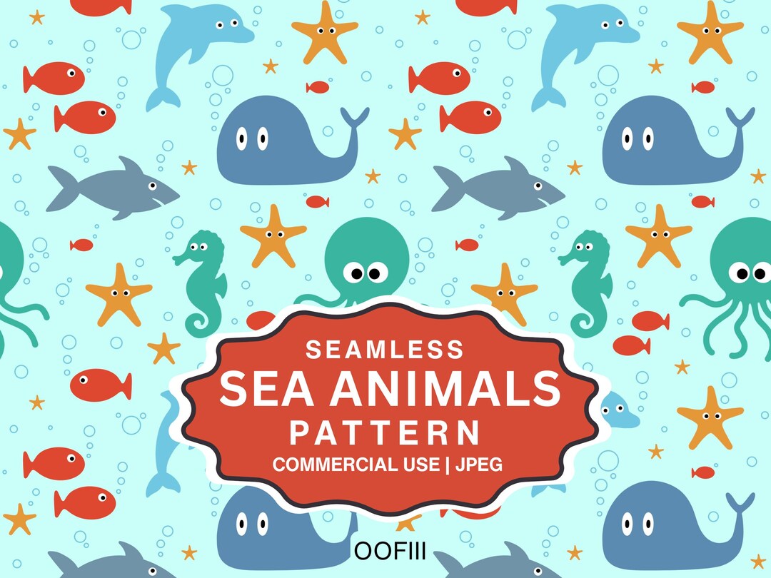 Seamless Sea Animals Pattern, Ocean Nursery Paper, Whale Shark Octopus ...