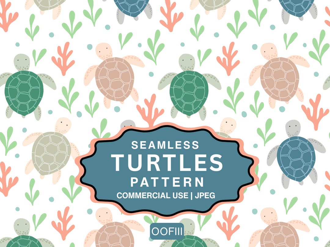Sea Turtle Seamless Pattern | White Background Ocean Digital Paper ...