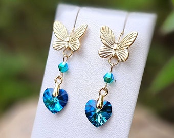 Bermuda Blue Butterfly Love Earrings