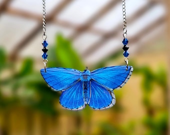 Collier Papillon Azuré Bleu Céleste