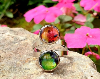 Sunset Moth Butterfly Double Tray Ring